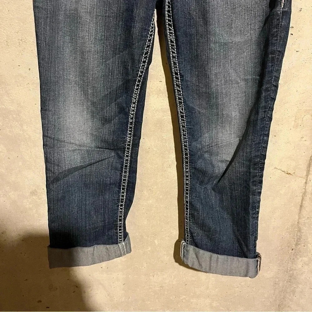 Silver Suki Capri Jeans Womens 27 Blue Low Rise Crop Cuffed Denim Thick Stitch - Picture 3 of 11